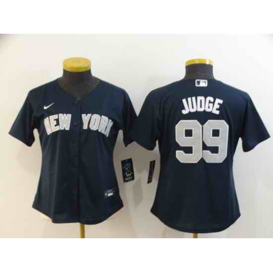 Women Yankees 99 Aaron Judge Navy Women 2020 Nike Cool Base Jersey